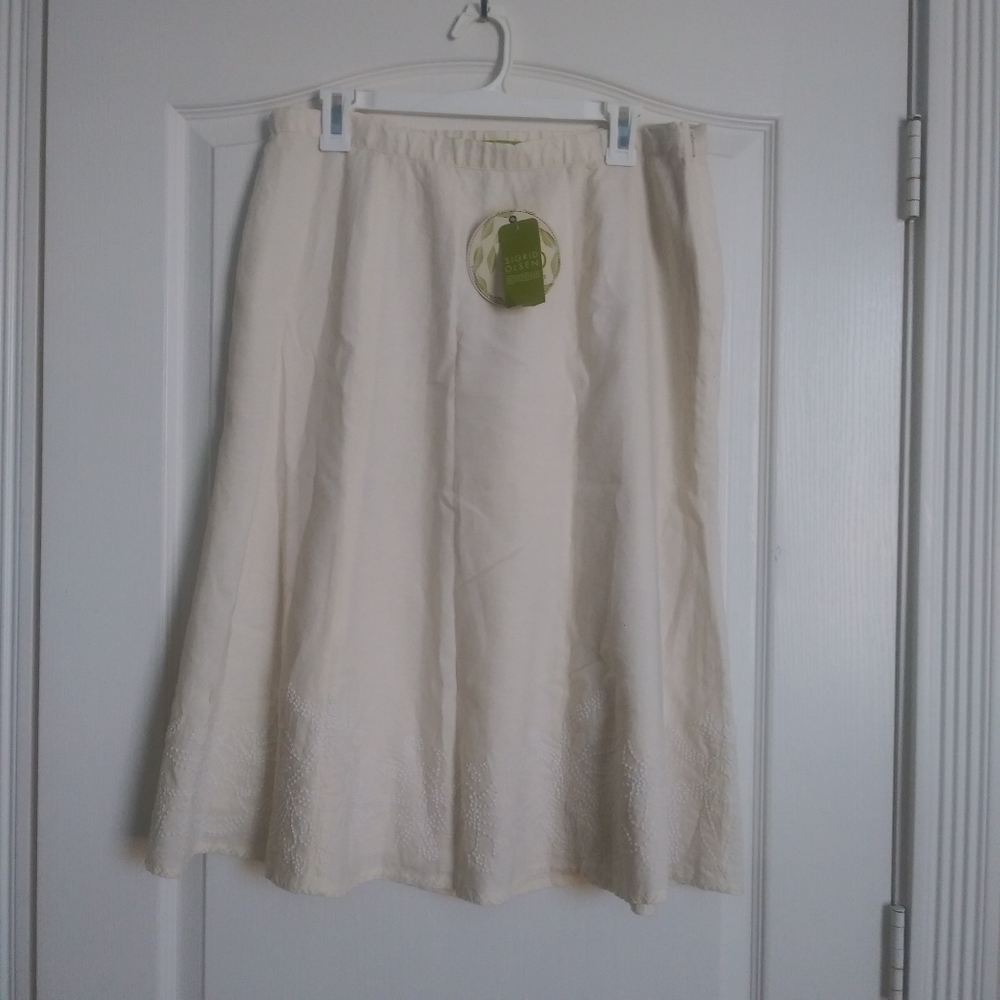 NWT Sigrid Olsen 12 So ORGANIC Linen Skirt Floral